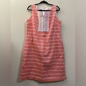 NWT Talbot’s Linen Blend Striped Appliqué Mini Dress in Salmon and White‎ - 14
